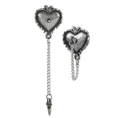 Alchemy Gothic Witches Heart Studs Chain Piercer Voodoo Fine English Pewter E433