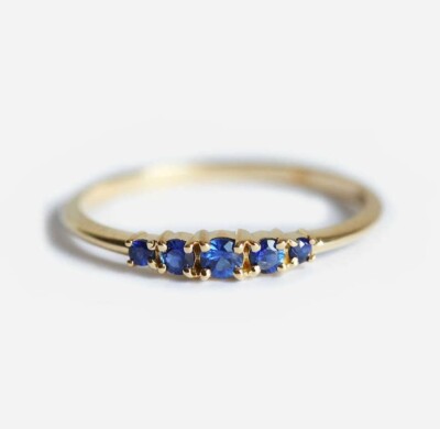 Blue Sapphire Ring 10k Gold Women Ring Handmade Women Wedding Promise Band Ring