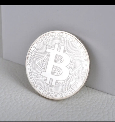 BITCOIN 1 PC SilverPlated Physical Collectors Coin Blockchain Cryptocurrency BTC
