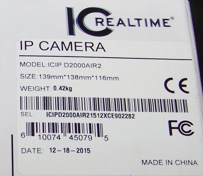 ICIP Series Camera Software Installation Disc IC Realtime D2000AIR2 Surveillance