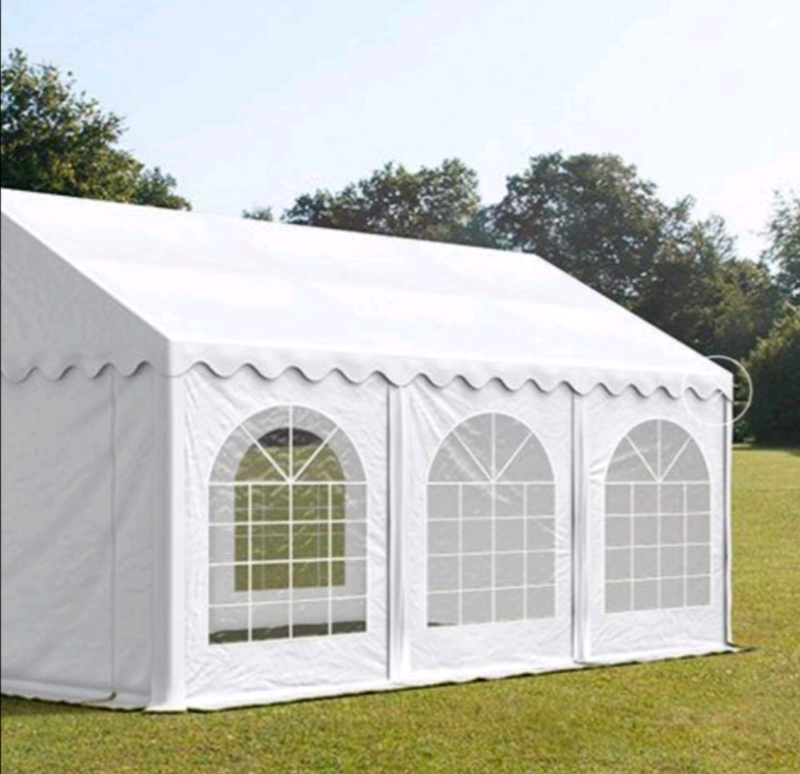 4x6m marquee / party tent w. ground frame, pvc 500, white