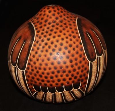 gourd bird peru artist signed cesar aquino folk art rattle