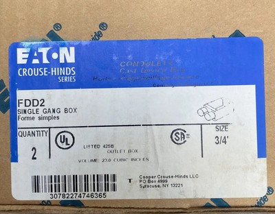 2 Pack FDD2 Eaton Single Gang CAST BOX with 3/4  Ports