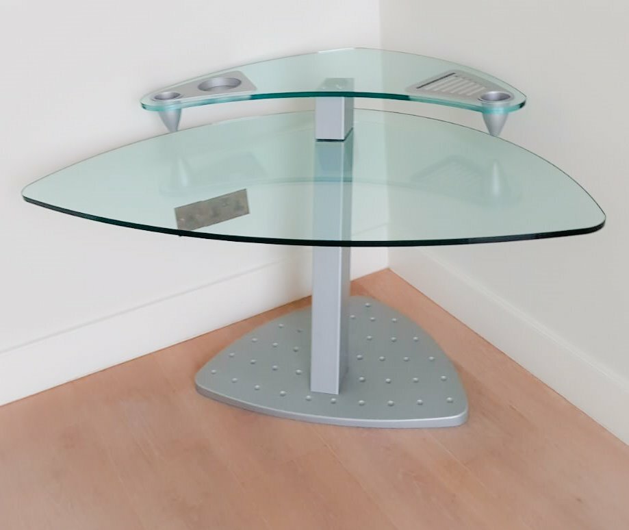 Corner Glass Desk Pilot Small Glass Corner Desk PT004 SCF Amazon.co