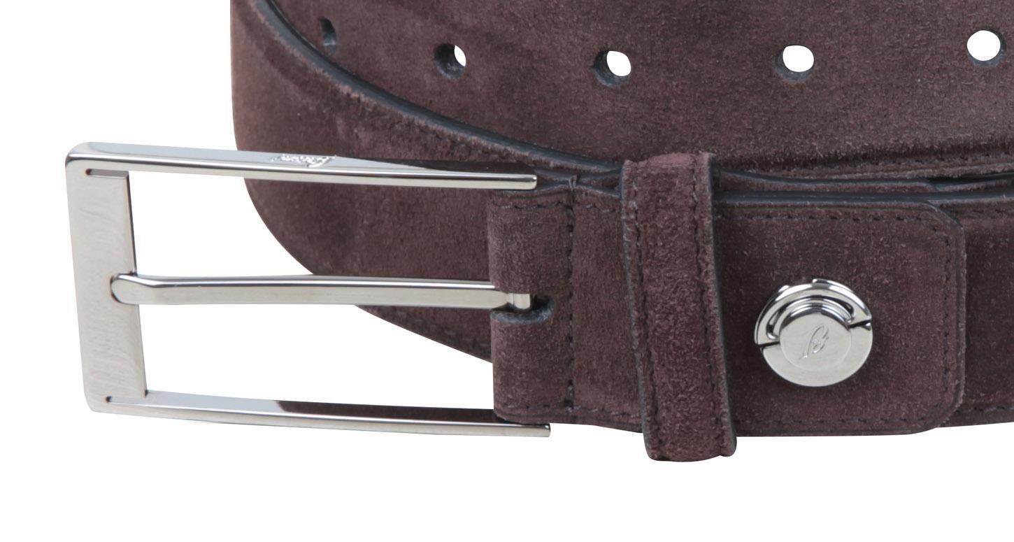 Pre-owned Brioni Men's Leather Belt Buckle Size 110 Cm 44" Brown Handmade In Italy