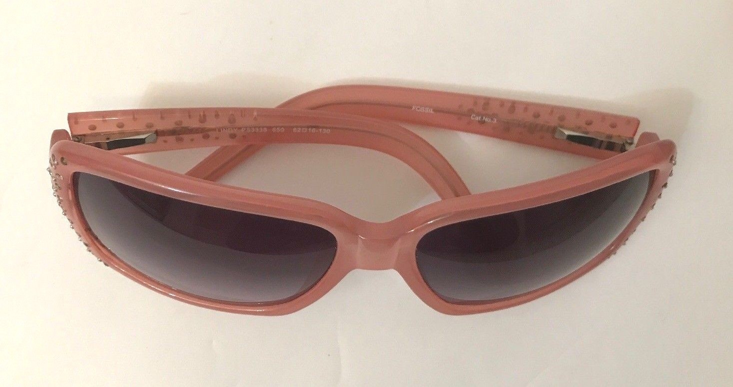 Fossil Sunglasses Lindy PS3338 650 Mod Sparkle Square Designer Pink Shades