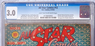 ALL STAR COMICS 12 CGC 3.0 1942 GOLDEN AGE WW2 VICTORY COVER JSA WONDER WOMAN