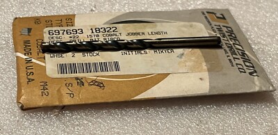 #22 COBALT JOBBER DRILL, PRECISION TWIST, NEW, USA