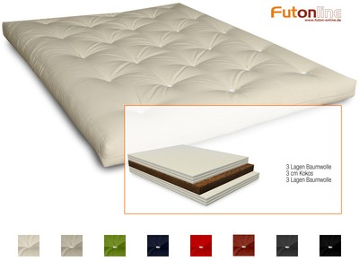 Futon Kokos Japan Futonmatratze Futon Matratze mit 6 Lagen Baumwolle & Kokos
