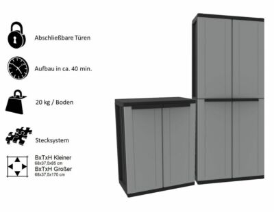 Kunststoffschrank Haushaltsschrank Schrank Gartenschrank Werkstattschrank - TOP