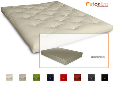 Futon Schafwolle Japan Futonmatratze Matratze mit 6 Lagen Schafschurwolle - Neu