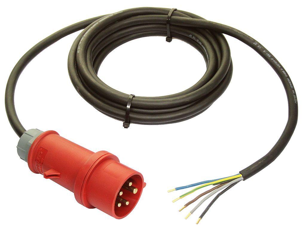 CEE Starkstrom Maschinen Anschlussleitung 400V / 32A  5m H07RN-F 5G6  as-Schwabe