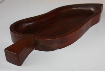 TRADER HALLS HAWAIIAN KOA WOOD LEAF SERVING DISH BOWL HAWAII ACACIA