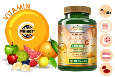 Liposomal Vitamin C 1600mg - High Absorption Vit C Pills 100 Capsules Supplement