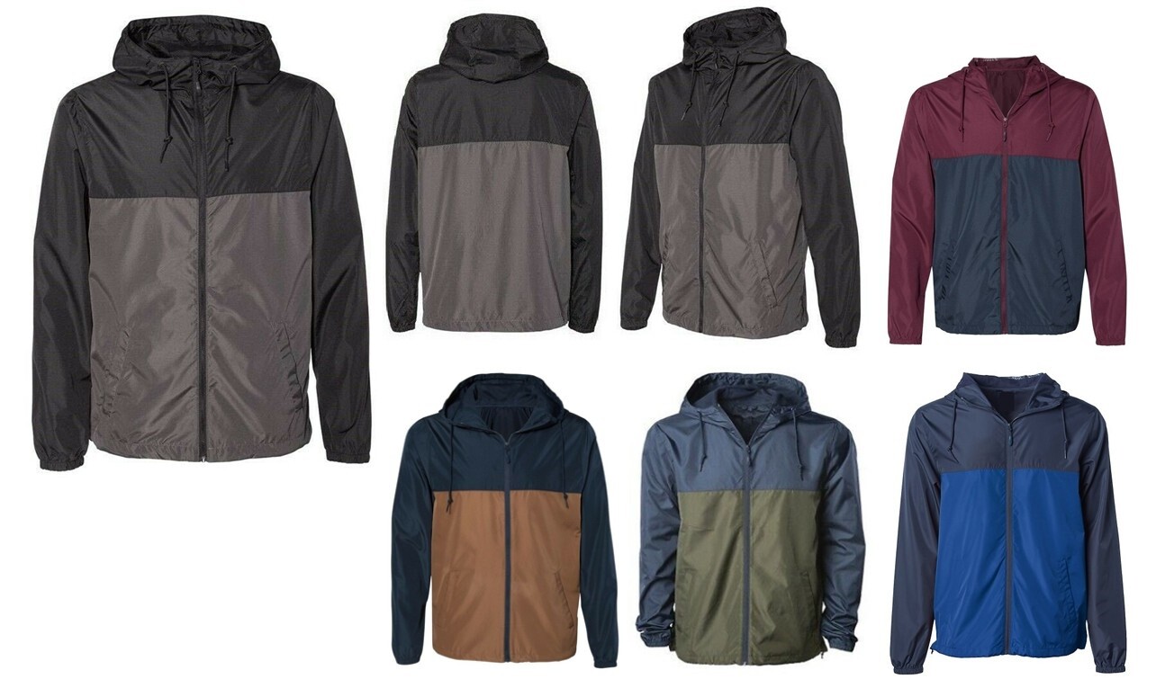 【BAON】[unisex] Skone two-way string hood wind jacket MEN'S LIGHTWEIGHT, UNLINED TWO TONE SCUBA NECK WINDBREAKER