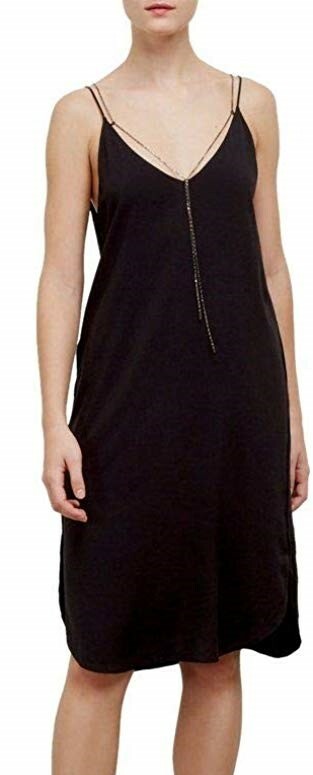 Kenneth Cole New York 170471 Womens Chain Detail Slip Dress Black Size Medium