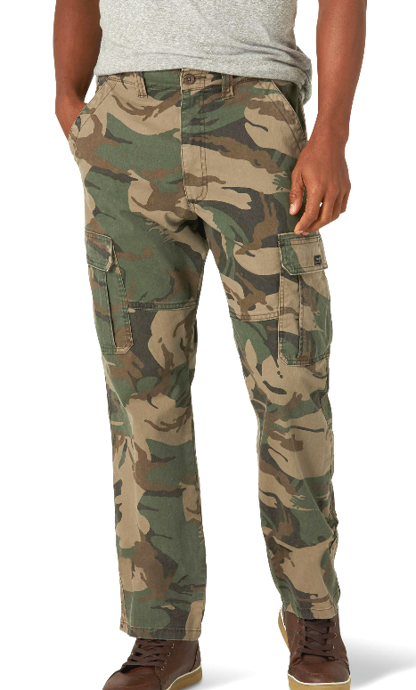Men's Wrangler Camo Cargo Pants w/ Stretch Relaxed Fit Tech Pocket CHOOSE SIZE