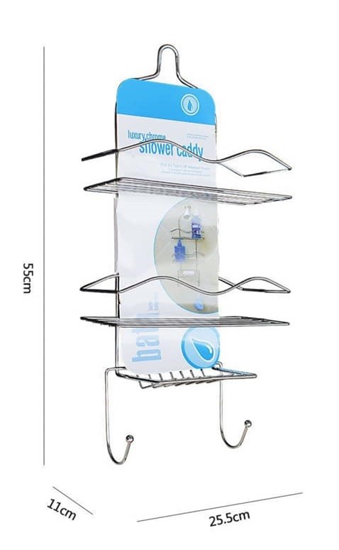 Mensola Organizer Bagno Doccia a 3 Livelli Ripiani Appendini Cromato 52713 dfh