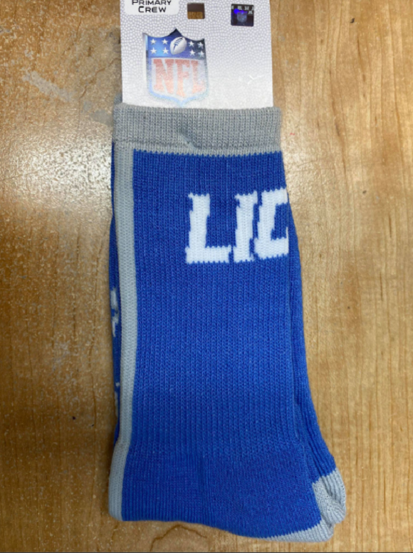 NFL BIG TIME PRIMARY CREW SOCKS, DETROIT LIONS
