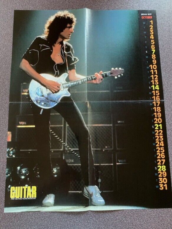 VINTAGE BRIAN MAY GFTPM PULLOUT POSTER - OCT 1984 - EXC COND 16" x 21" 