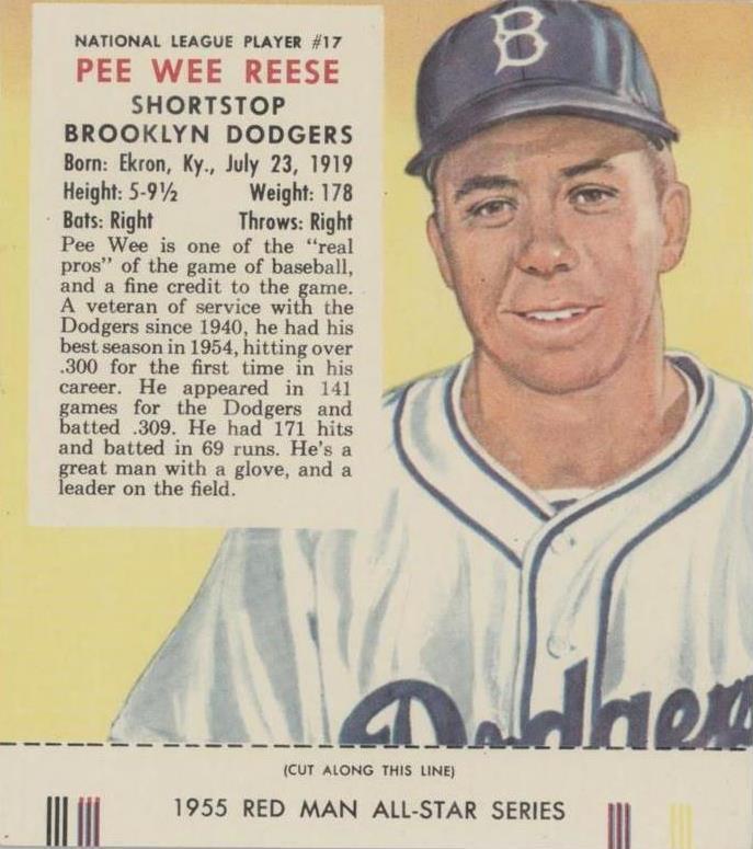 Red Man Tobacco All-Star Team 1955 - Pee Wee Reese #17