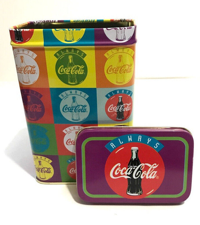 1995 w/sticker ALWAYS COCA COLA Tin Box w/Lid  5" x 3.5"  x 2.25" 