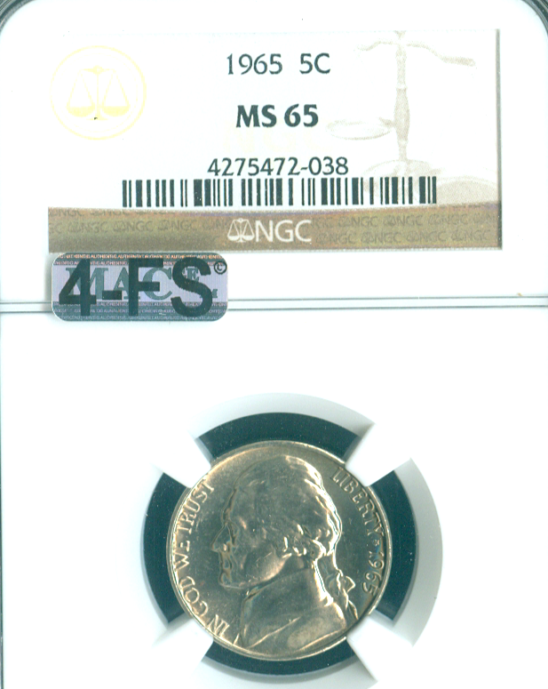 1965 JEFFERSON NICKEL NGC MS65 MAC 4FS & SPOTLESS $10,000 IN FS .