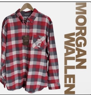 Morgan Wallen Official One Thing At A Time Button Down River Flannel Shirt NWT L