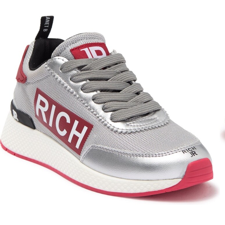 スニーカー JOHN RICHMOND Women Sneakers 26319A Grey John Richmond Women Silver Lace-Up Sneaker Size 35 NWB $420