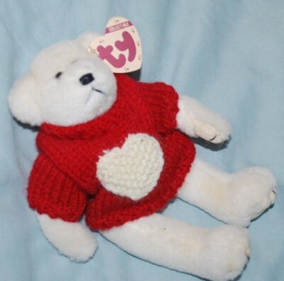 Ty Attic Treasures Collectibles  NICHOLAS  The Bear With Knit Heart Sweater 8 
