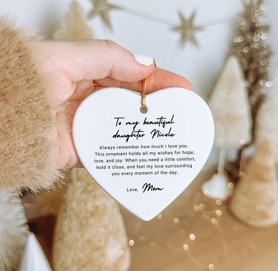Personalized Daughter Ornament, Custom Ceramic Ornament with Name Definition,...