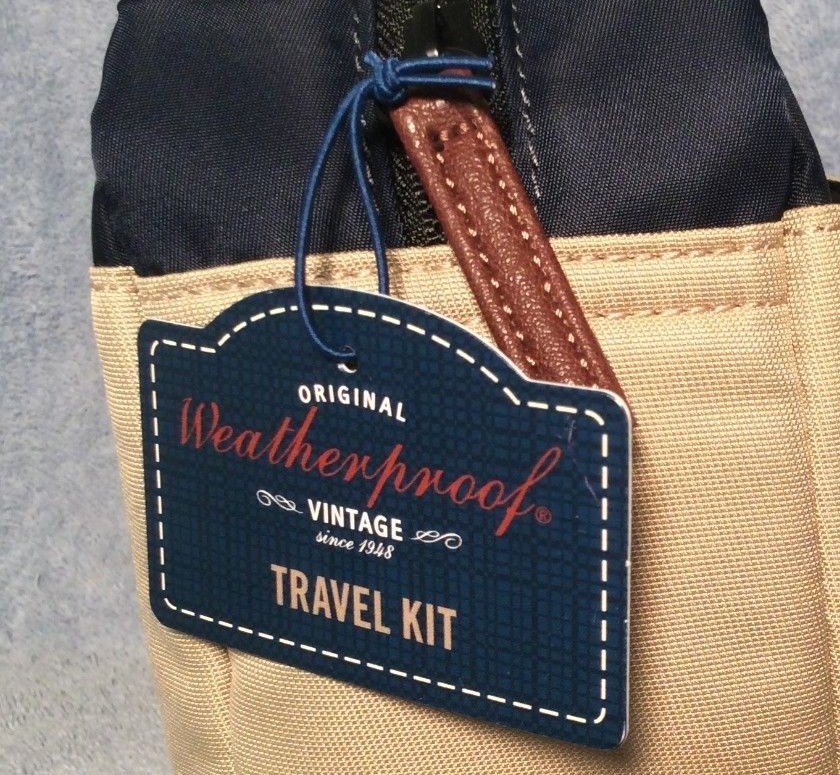 New! Original Vintage Weatherproof Travel Kit Toiletry Bag Khaki Navy NWT $42