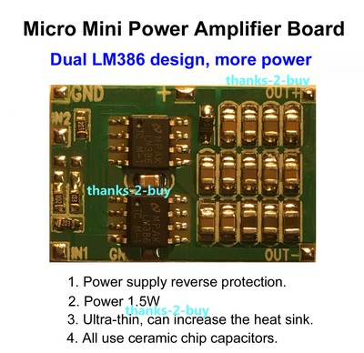 DC 3V12V 5V 9V LM386 Audio Power Amplifier Board Micro Mini BTL AMP Module 15W