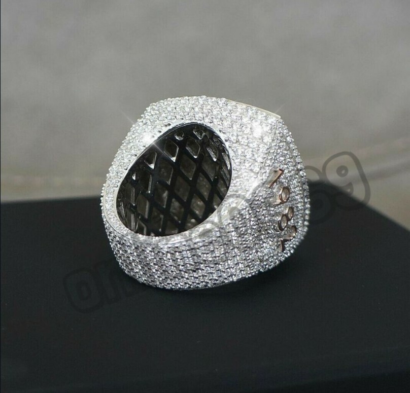 Pre-owned Online0369 3.43ct Vvs Natural Moissanite D/vvs1 Men's Custom Name Ring 925 Sterling Silver In White