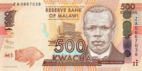 MALAWI 500 Kwacha 2012, P-61a* ZA Replacement, ZA 0667038, UNC Grade & Scarce
