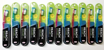 36 Reach Toothbrush Crystal Clean FIRM Bristles Hard Toothbrushes Assorted Color