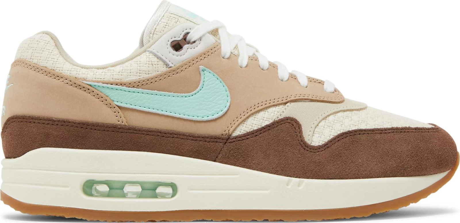 

Мужские кроссовки Nike Air Max 1 PRM Crepe Hemp Beige Brown Mint Green White FD5088-200 5.5, Бежевый, Nike Air Max 1