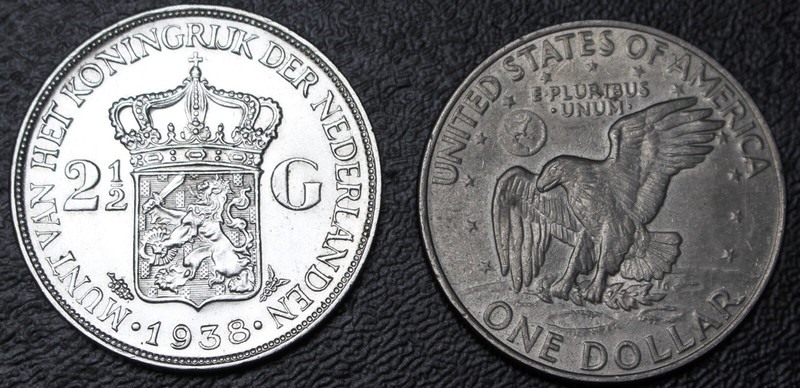 NL ニール スロウ　２本まとめ売り 1938 DEEP HAIR LINES - NETHERLANDS - 2 1/2 GULDEN - .720 SILVER