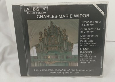  Charles -Marie WIDOR: Organ Symphonies Nos.3 & 6 etc, Hans Fagius CD IS CLEAN!