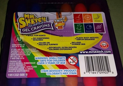 2 Mr Sketch Scented Twistable Gel Crayon sets 6 Assorted Colors IN case FREE S/H