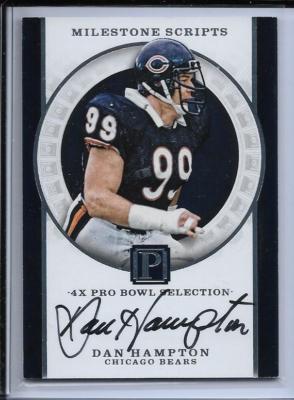 2017 PANTHEON MILESTONE SCRIPTS DAN HAMPTON AUTOGRAPH AUTO #D/99 CHICAGO BEARS