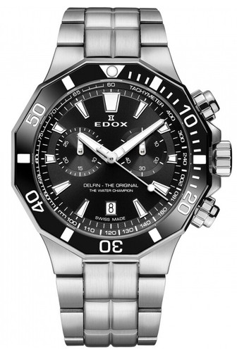 Edox Мужские часы Delfin с оригинальным 43-миллиметровым кварцевым хронографом 10112-3NM-NIN