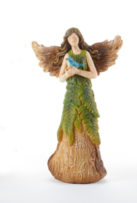 New Summer Garden BLUE BIRD FERN ANGEL FAIRY FIGURINE Figure Shelf Sitter 7''
