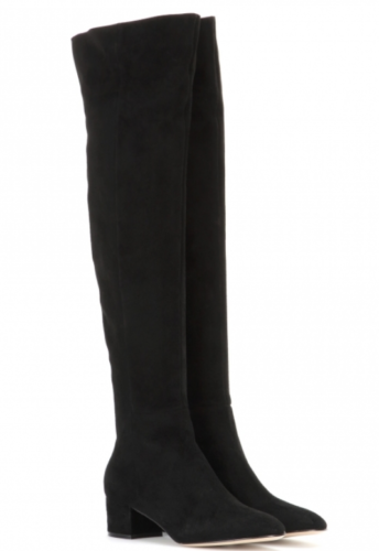 pointed toe block heel knee high boots