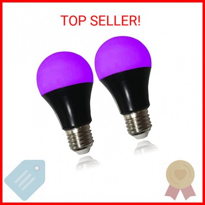 CICINY UV LED Black Light Bulbs 2 Pack, A19 E26 8W Blacklight Bulb for Glow in T