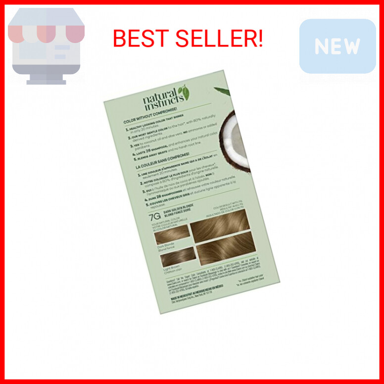 Clairol Natural Instincts Demi-Permanent Hair Dye, 7G Dark Golden Blonde Hair