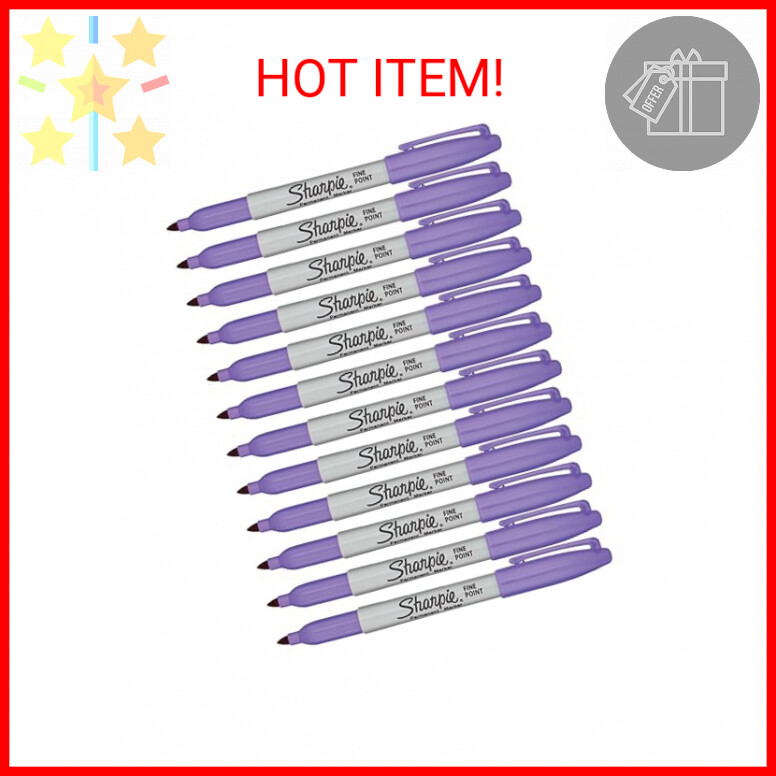 Sharpie Permanent Markers, Fine Point, 12-Count (Light Purple)