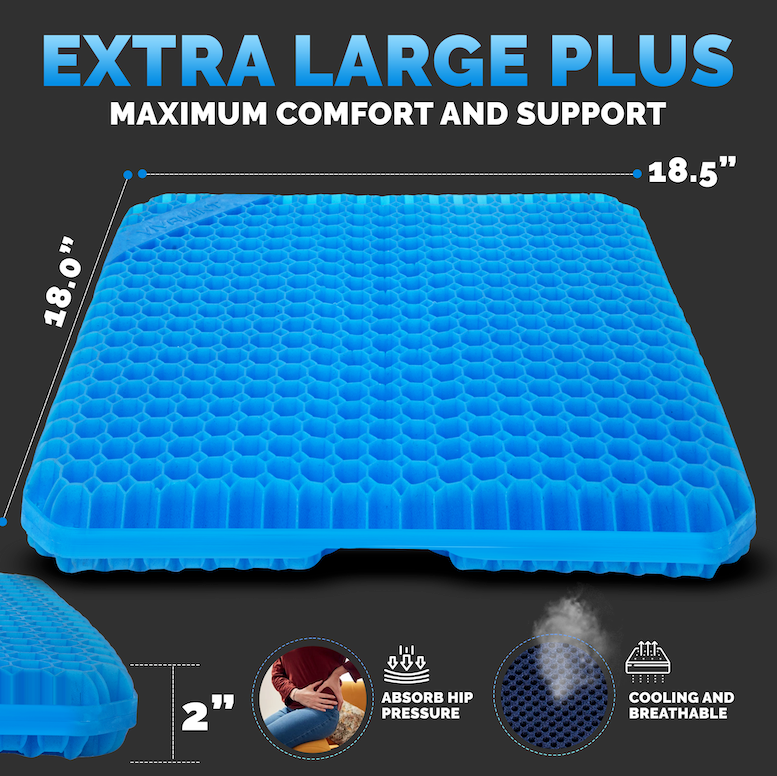 Gel Seat Cushions for Long Sitting- Extra Large, 2" Inch Ultra Thick