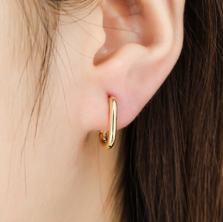 Women Girl 925 Sterling Silver Plated U-Shape Huggie Hoop Earrings A9