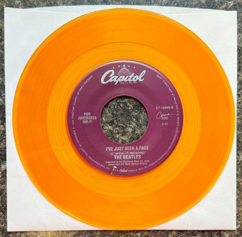 Beatles I've Just Seen A Face Yellow Colored 7" Vinyl Single Capitol Jukebox